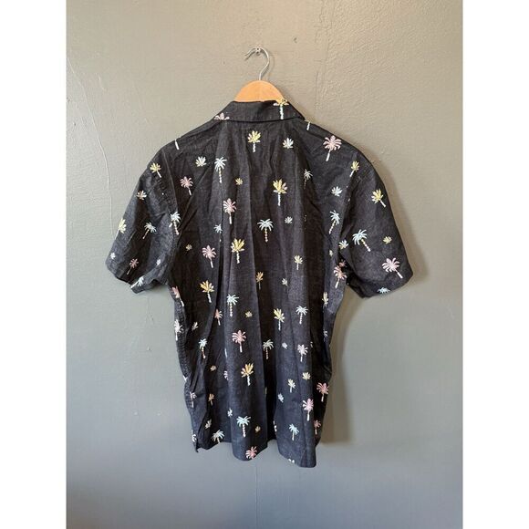 Rip Curl Womens Black Short Sleeve Palm Trees Button Up Shirt Size XL - Picture 2 of 3